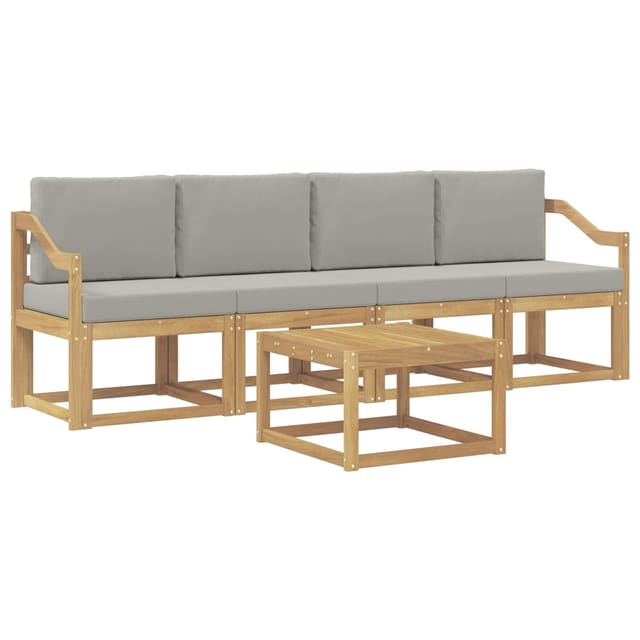 vidaXL Outdoor-Sofagarnitur 5-Tlg Weiß und Hellgrau 59 x 59 x 37 cm 3387225