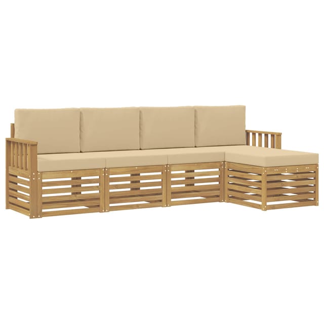 vidaXL Outdoor-Sofagarnitur 5-Tlg Weiß und Beige 249 x 122,5 x 73 cm 3391668