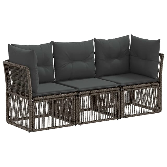 vidaXL Gartensofa-Set 3-Tlg Grau Poly-Rattan 3434123