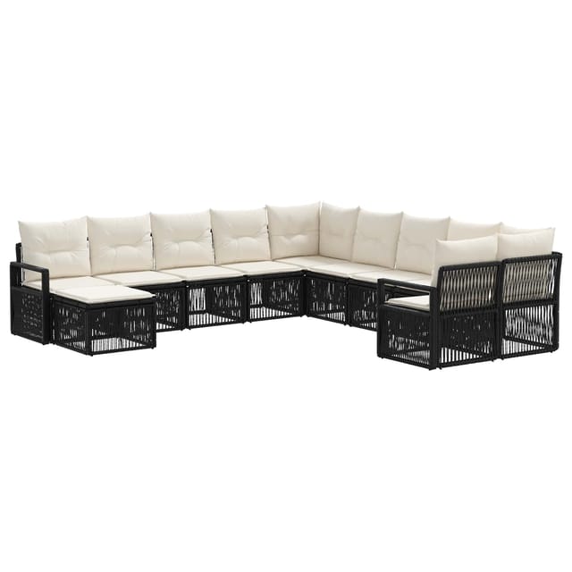 vidaXL Gartensofa-Set 11-Tlg Schwarz Poly-Rattan 3435910