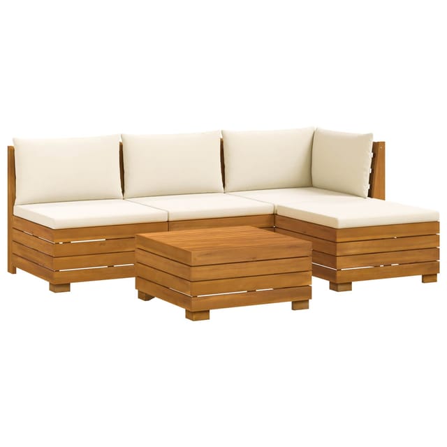 vidaXL Outdoor-Sofagarnitur mit Kissen 5 Stück Braun Massivholz Akazie 3403081