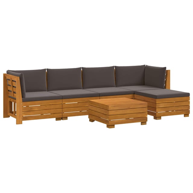 vidaXL Outdoor-Sofagarnitur mit Kissen 6 Stück Braun Massivholz Akazie 3403115