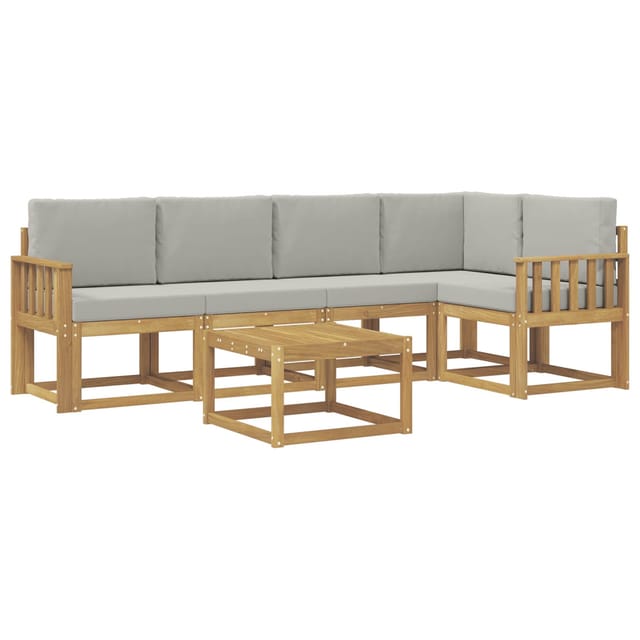 vidaXL Outdoor-Sofagarnitur 6-Tlg Weiß und Hellgrau 3387660