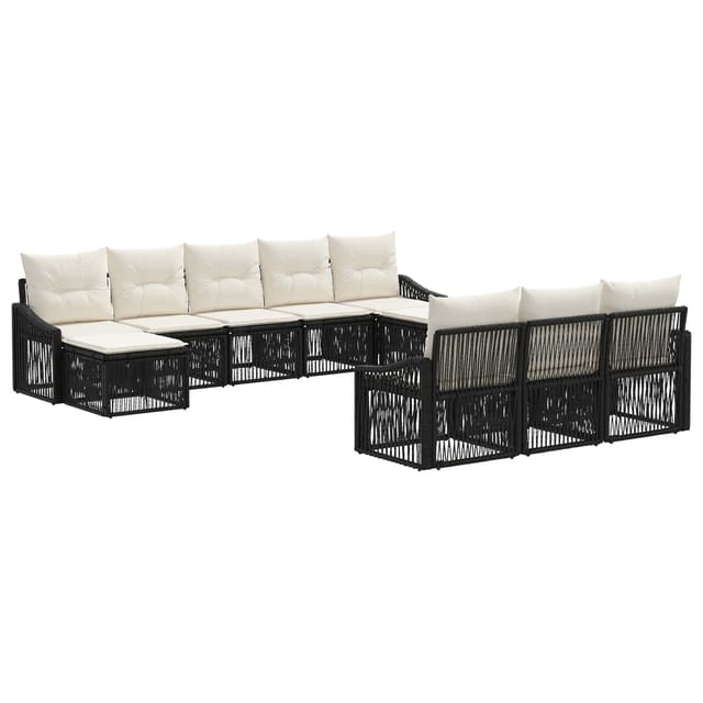 vidaXL Gartensofa-Set 10-Tlg Schwarz Poly-Rattan 3436138