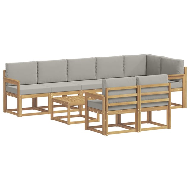 vidaXL Outdoor-Sofagarnitur mit Kissen 9-Tlg Weiß und Hellgrau 3387830