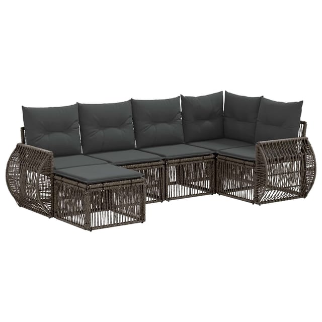 vidaXL Gartensofa-Set 6-Tlg Grau und Dunkelgrau Poly-Rattan 3435485