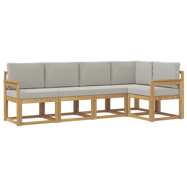 vidaXL Outdoor-Sofagarnitur mit Kissen 5-Tlg Weiß und Hellgrau 3387620