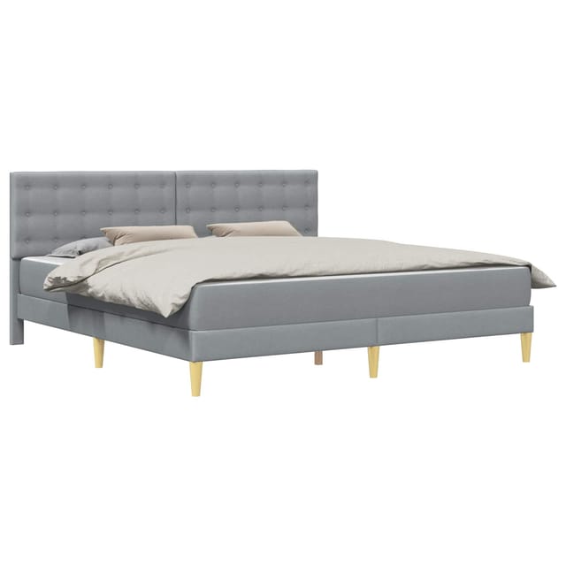 vidaXL Bettgestell mit Matratze Hellgrau 200 x 200 cm Stoff 3415128