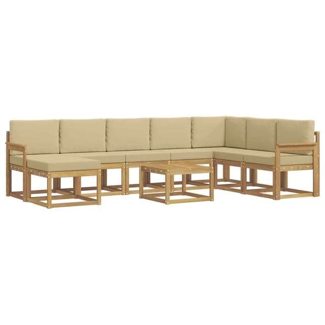 vidaXL Outdoor-Sofagarnitur mit Kissen 9-Tlg Weiß und Beige 3388077