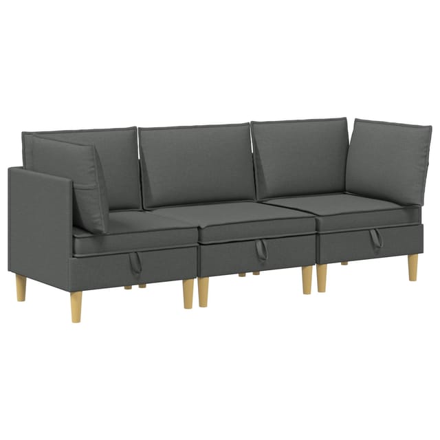 vidaXL Wohnzimmergarnitur mit Kissen 3 Stk Dunkelgrau Stoff 3413678