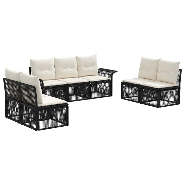 vidaXL Gartensofa-Set 7-Tlg Schwarz Poly-Rattan 3434797
