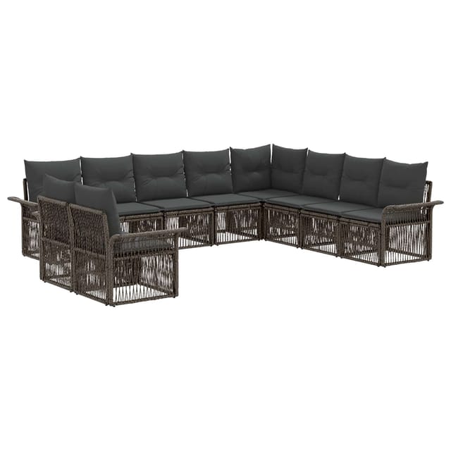 vidaXL Gartensofa-Set 10-Tlg Grau Poly-Rattan 3434876