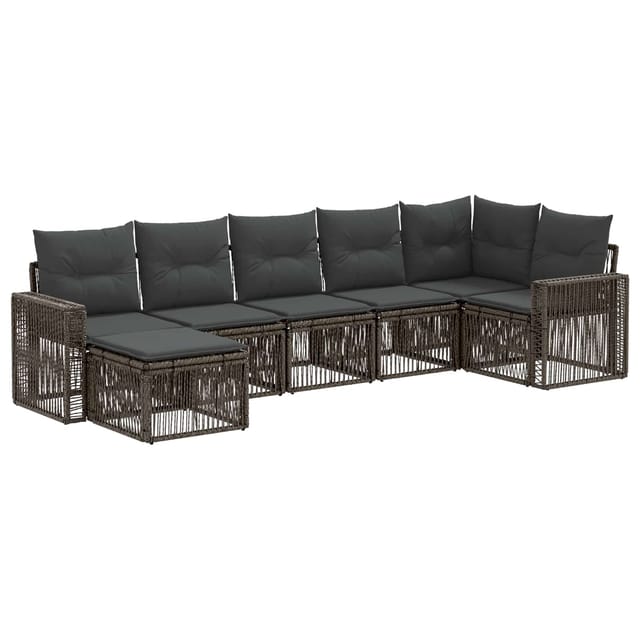 vidaXL Gartensofa-Set 7-Tlg Grau und Dunkelgrau Poly-Rattan 3435197