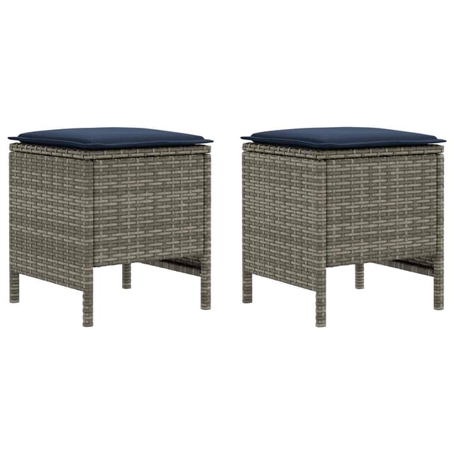 vidaXL Garten-Fußhocker 2 Stück Grau und Marineblau 38 x 38 x 45 cm 42025388