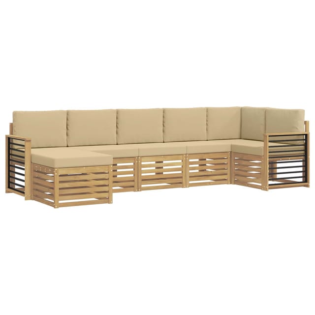 vidaXL Outdoor-Sofagarnitur 7 Stk Weiß und Beige 3392208