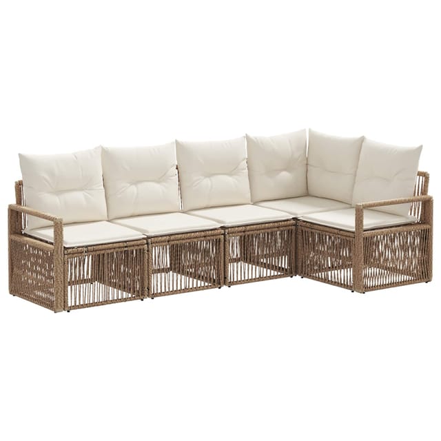 vidaXL Gartensofa-Set 5-Tlg Beige Poly-Rattan 3435711