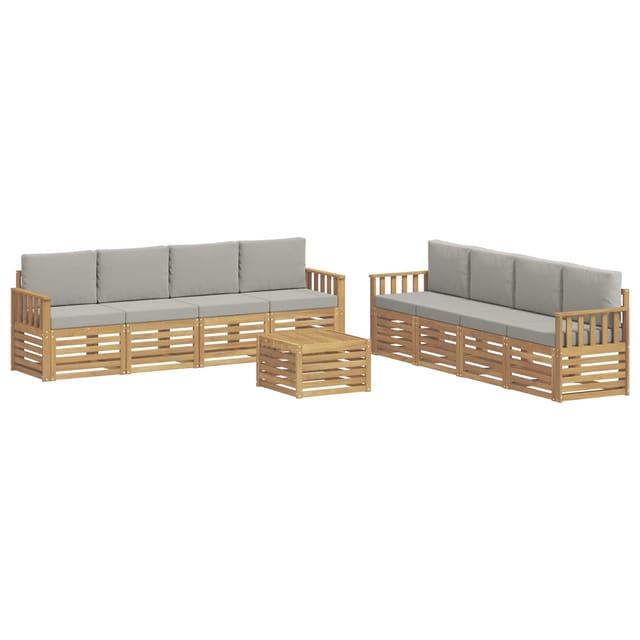 vidaXL Outdoor-Sofagarnitur 9-Tlg Weiß und Hellgrau 59 x 59 x 37 cm 3391586