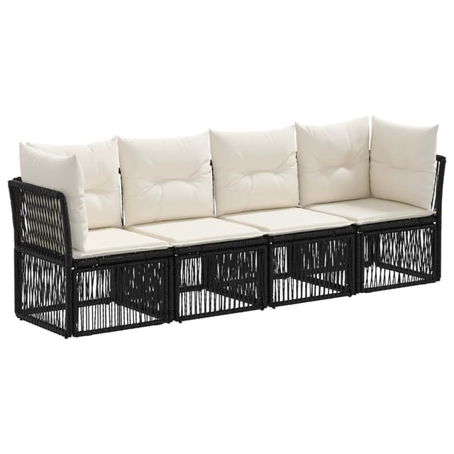 vidaXL Gartensofa-Set 4-Tlg Schwarz Poly-Rattan 3434128