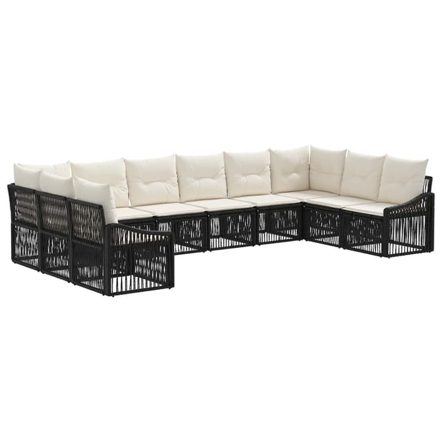 vidaXL Gartensofa-Set 10-Tlg Schwarz Poly-Rattan 3436114