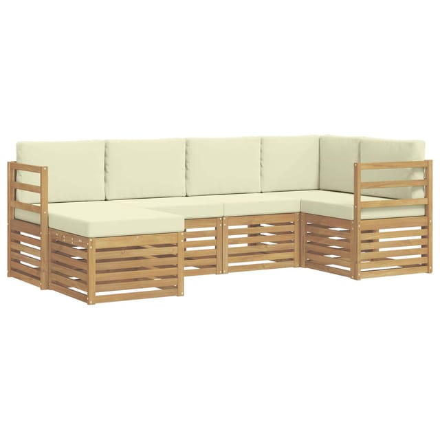 vidaXL Outdoor-Sofagarnitur 6-Tlg Weiß und Creme Polyester 3392095
