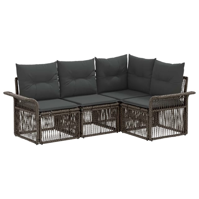 vidaXL Gartensofa-Set 4-Tlg Grau Poly-Rattan 3434822