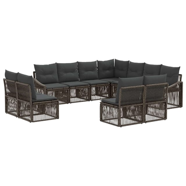 vidaXL Gartensofa-Set 11-Tlg Grau Poly-Rattan 3436040