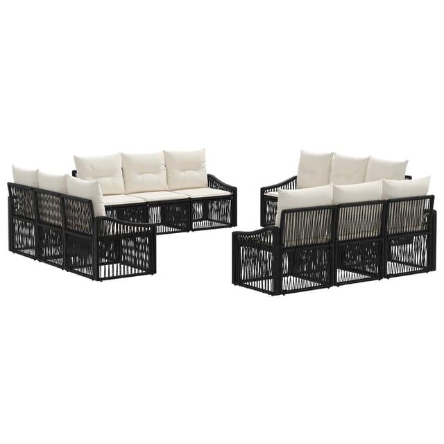vidaXL Gartensofa-Set 12-Tlg Schwarz Poly-Rattan 3435955
