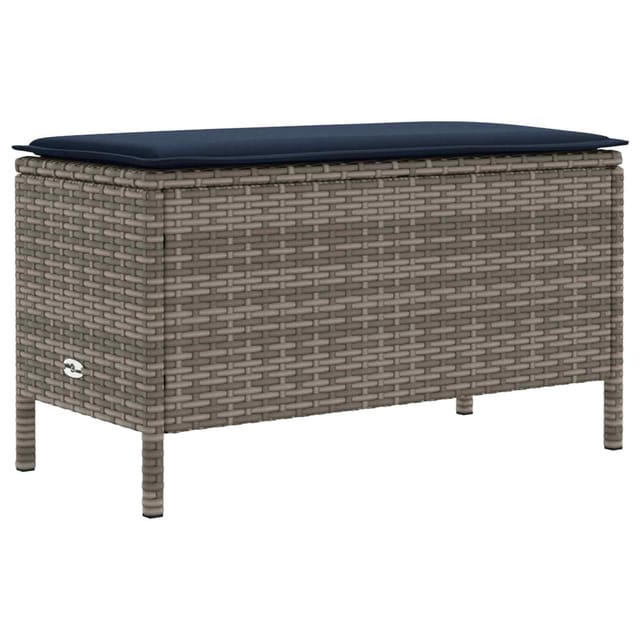 vidaXL Garten-Fußhocker Grau und Marineblau 80 x 38 x 42 cm PE-Rattan 42025402