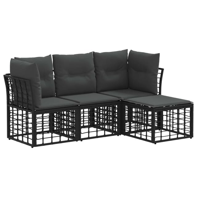 vidaXL Outdoor-Sofagarnitur Schwarz Polyester 3437455