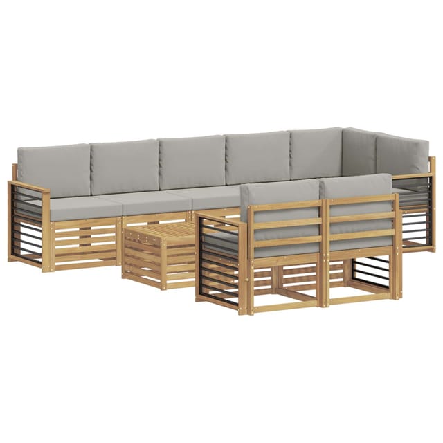 vidaXL Outdoor-Sofagarnitur 9 Stk Weiß und Hellgrau 59 x 59 x 37 cm 3392086