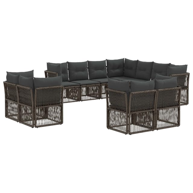 vidaXL Gartensofa-Set 11-Tlg Grau Poly-Rattan 3434423