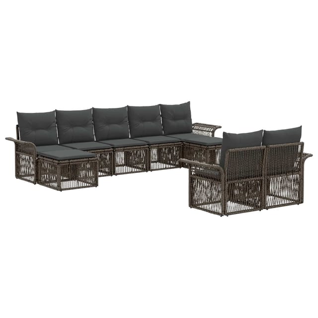 vidaXL Gartensofa-Set 9-Tlg Grau Poly-Rattan 3434957