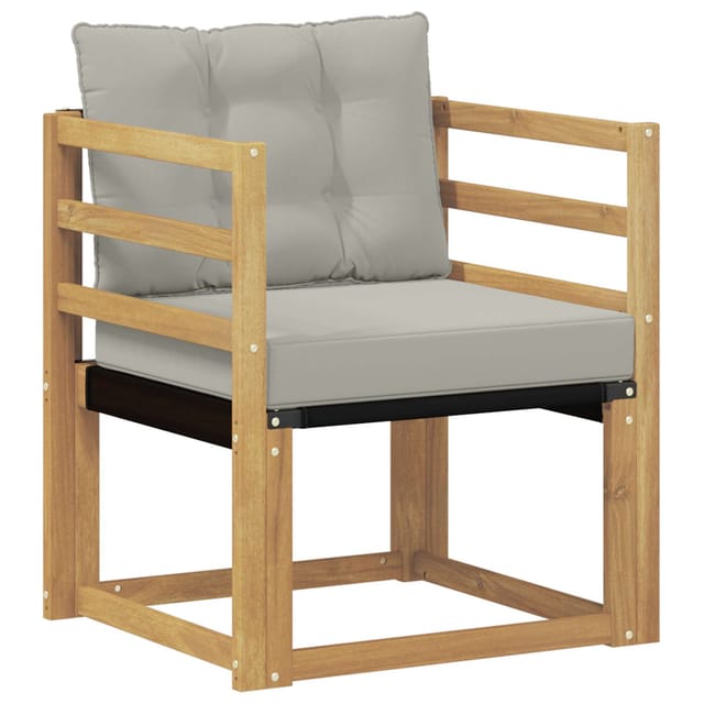 vidaXL Outdoor-Sofa Massives Akazienholz und Textilene Weiß 3439029