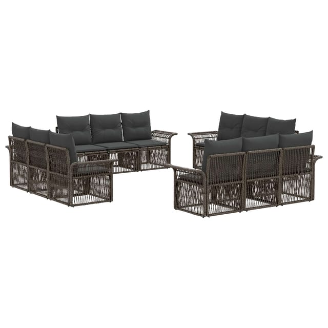 vidaXL Gartensofa-Set 12-Tlg Grau Poly-Rattan 3434780