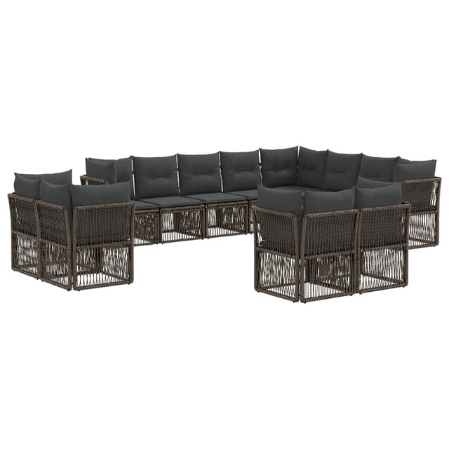 vidaXL Gartensofa-Set 12-Tlg Grau Poly-Rattan 3434429