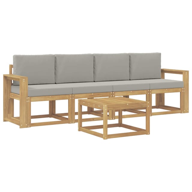 vidaXL Outdoor-Sofagarnitur 5-Tlg Weiß und Hellgrau 59 x 59 x 37 cm 3387215