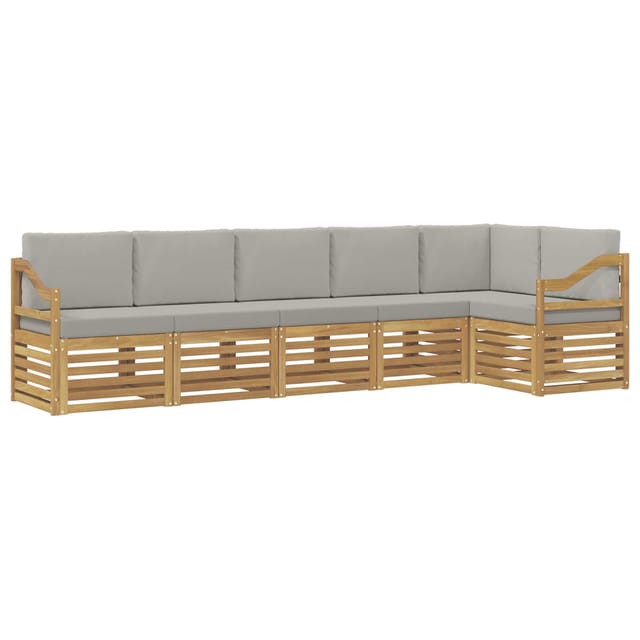 vidaXL Outdoor-Sofagarnitur 6 Stk Weiß und Hellgrau 3391931