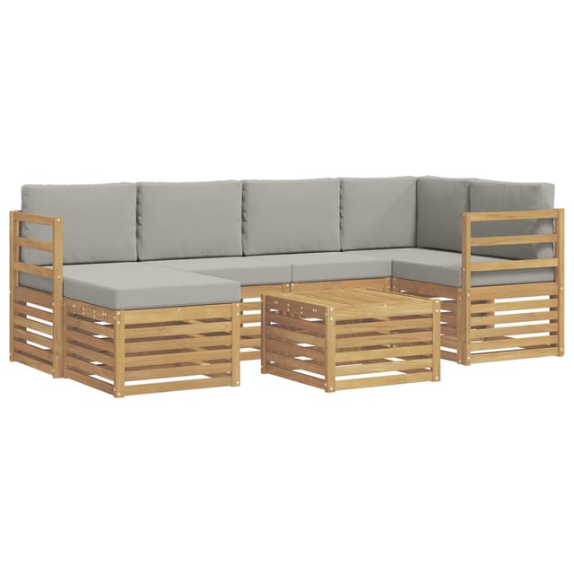 vidaXL Outdoor-Sofagarnitur 7 Stk Weiß und Hellgrau Polyester 3392136