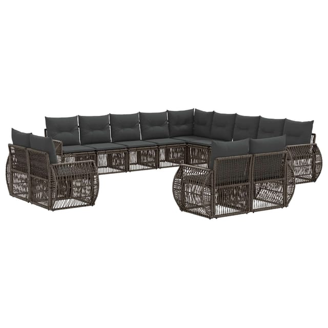 vidaXL Gartensofa-Set 13-Tlg Grau und Dunkelgrau Poly-Rattan 3435599