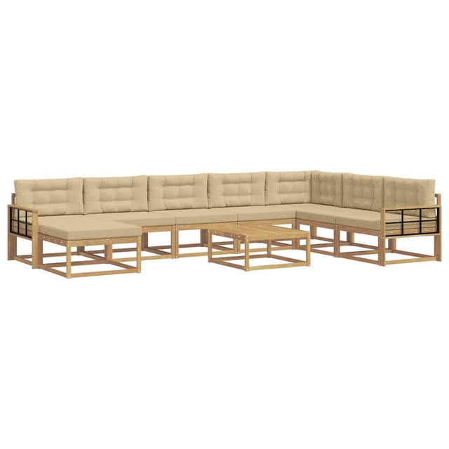 vidaXL Outdoor-Sofagarnitur 9 Stk Weiß und Beige 3386912