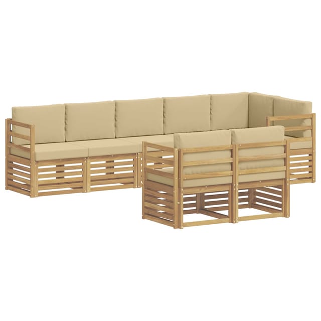 vidaXL Outdoor-Sofagarnitur 8 Stk Weiß und Beige 304 x 126,5 x 73 cm 3392018
