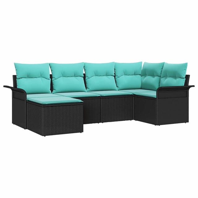 vidaXL Gartensofa-set mit Speicher 6 Stk Schwarz Poly-Rattan 3354105
