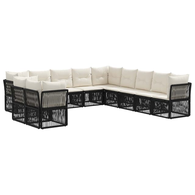 vidaXL Gartensofa-Set 11-Tlg Schwarz Poly-Rattan 3434275
