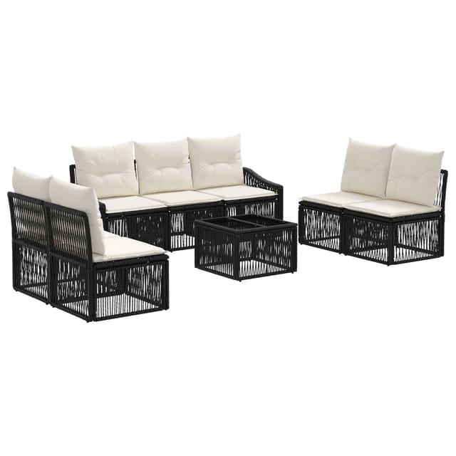 vidaXL Gartensofa-set 8 Stk Schwarz Poly-Rattan 3435976