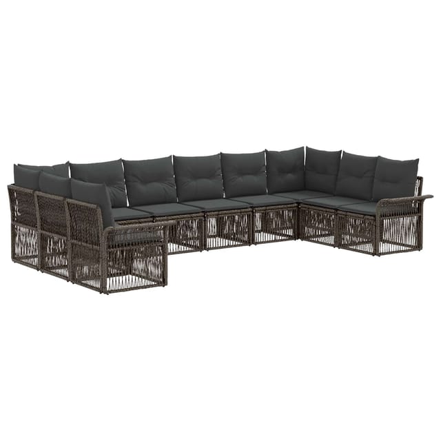 vidaXL Gartensofa-Set 10-Tlg Grau Poly-Rattan 3434939