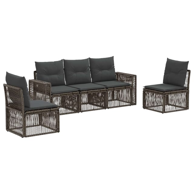 vidaXL Gartensofa-Set 5-Tlg Grau und Dunkelgrau Poly-Rattan 3435080