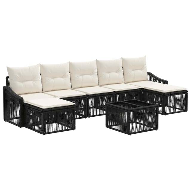 vidaXL Gartensofa-set 8 Stk Schwarz Poly-Rattan 3436093