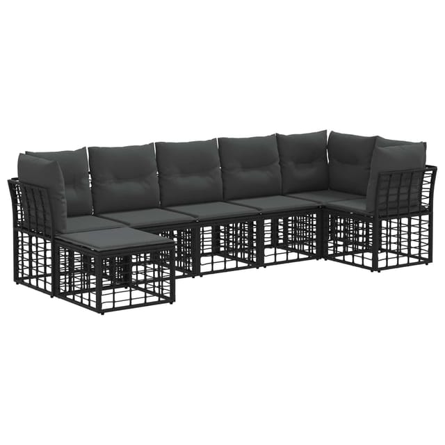 vidaXL Outdoor-Sofagarnitur Schwarz Polyester 3437521