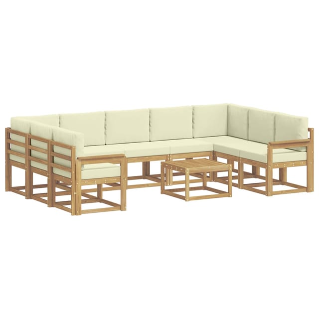 vidaXL Outdoor-Sofagarnitur 10-Tlg Weiß und Creme 59 x 59 x 37 cm 3388244