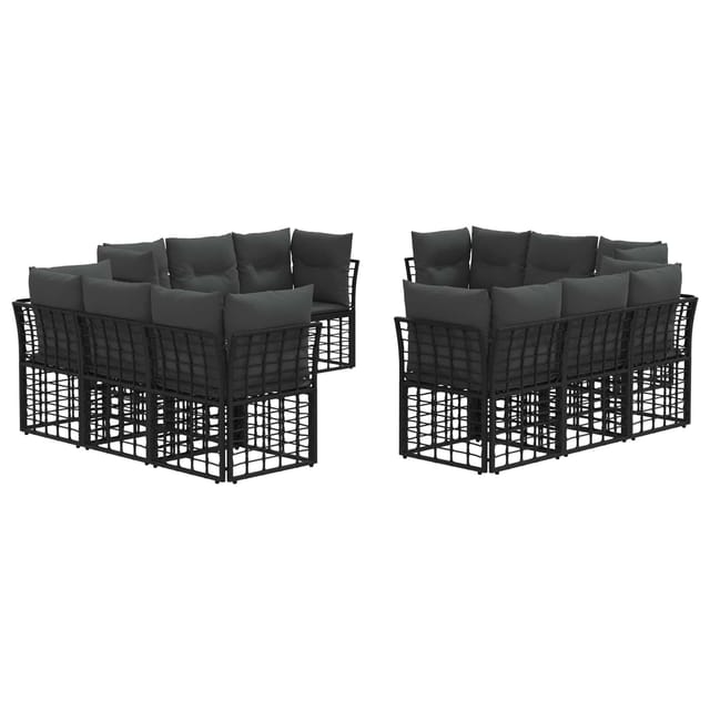 vidaXL Outdoor-Sofagarnitur Schwarz Polyester 3437421